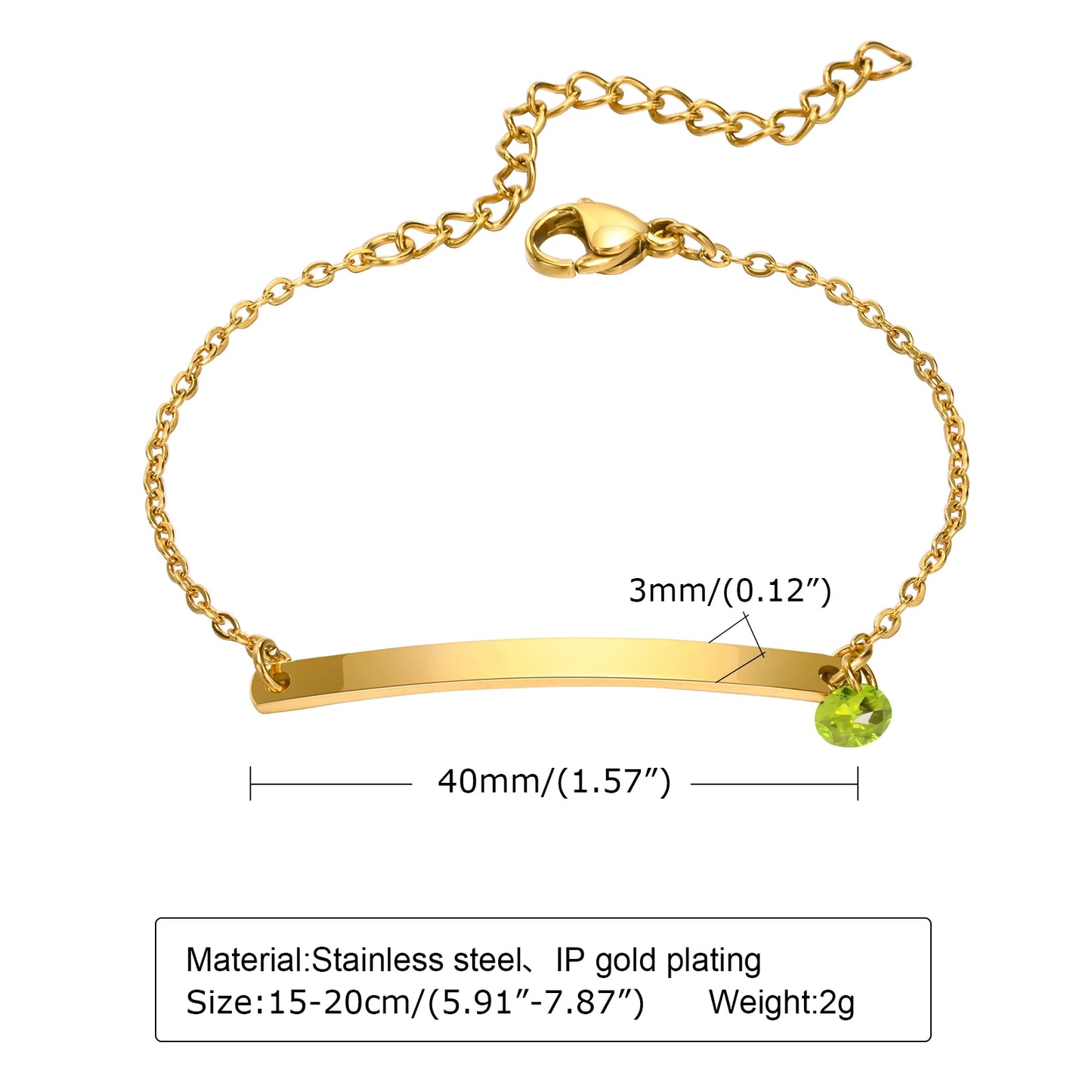 Personalized Birthstone Bracelet for Women – Custom Name & Date with CZ Stones – Stainless Steel