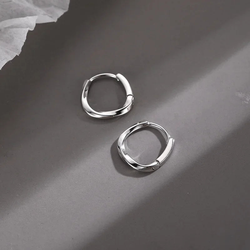 925 Sterling Silver Round Earrings for Women – Simple Inlaid Wedding Jewelry