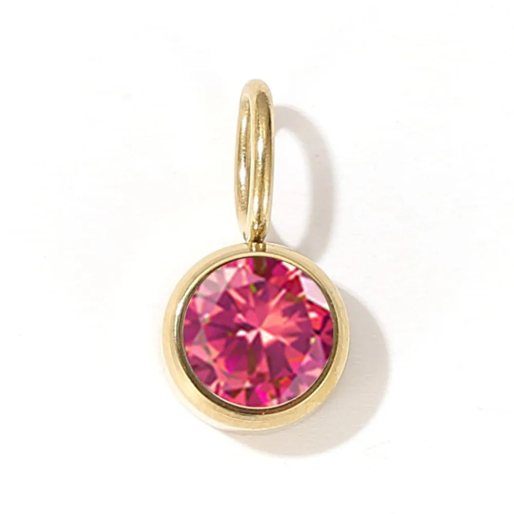 CZ Birthstone Pendants – 12 Colors for Each Month – Stainless Steel Necklace Accessories