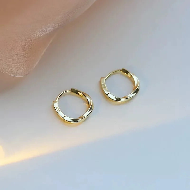 925 Sterling Silver Round Earrings for Women – Simple Inlaid Wedding Jewelry