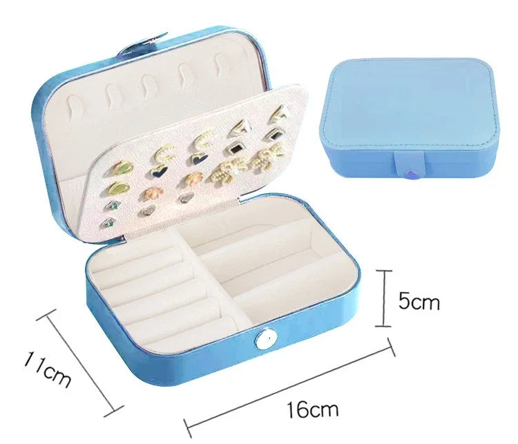 Travel Jewelry Organizer – Portable Leather Box with Zipper & Button Closure