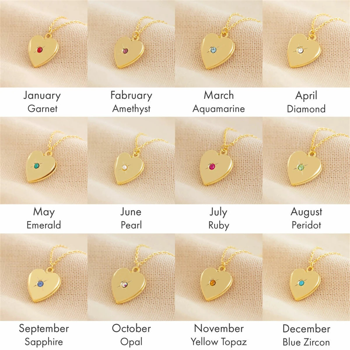 Heart-Shaped Birthstone Locket Necklace – Opening Love Album Pendant