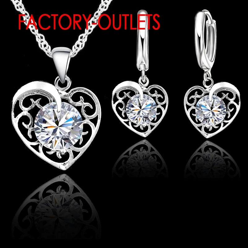 925 Sterling Silver Heart Jewelry set
