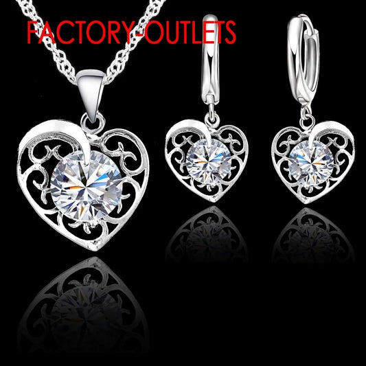 925 Sterling Silver Heart Jewelry set