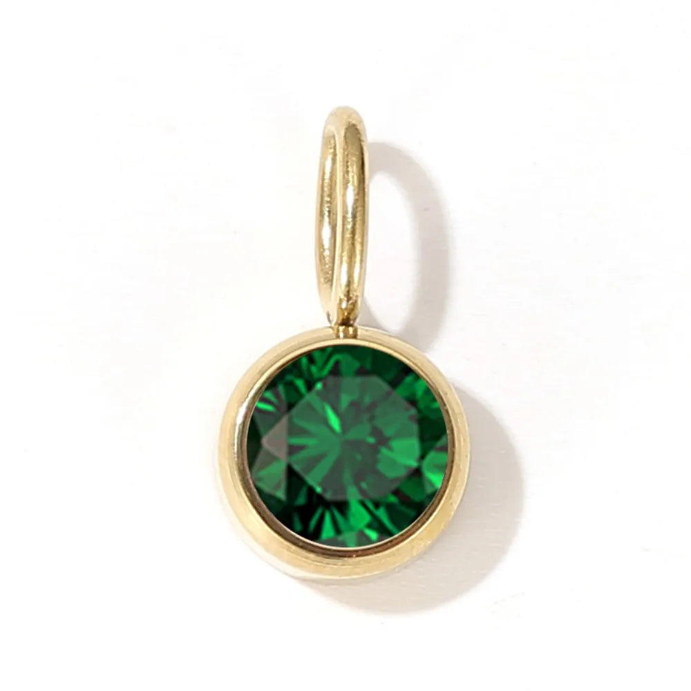 CZ Birthstone Pendants – 12 Colors for Each Month – Stainless Steel Necklace Accessories