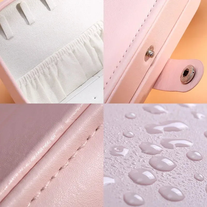 Travel Jewelry Organizer – Portable Leather Box with Zipper & Button Closure