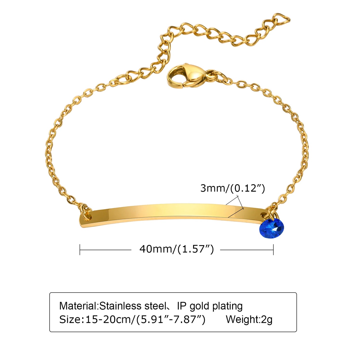 Personalized Birthstone Bracelet for Women – Custom Name & Date with CZ Stones – Stainless Steel