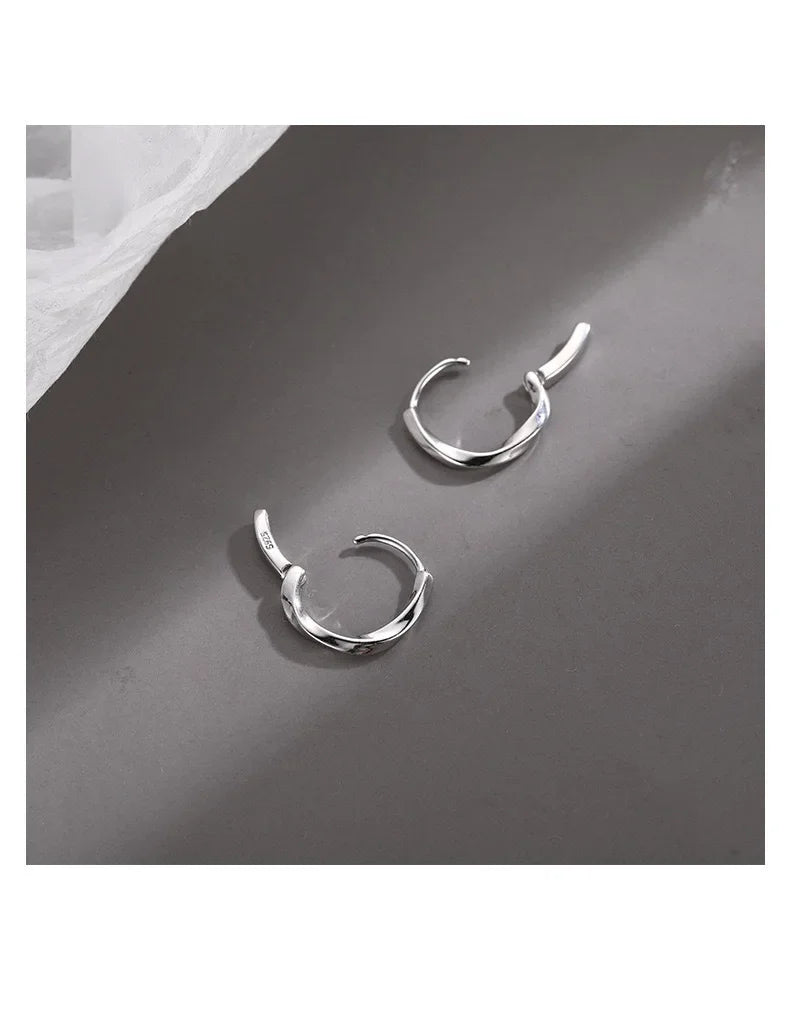 925 Sterling Silver Round Earrings for Women – Simple Inlaid Wedding Jewelry