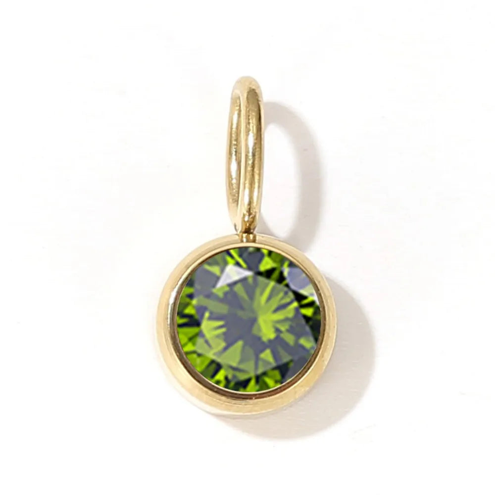 CZ Birthstone Pendants – 12 Colors for Each Month – Stainless Steel Necklace Accessories