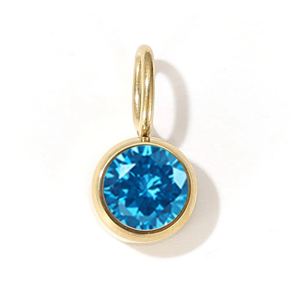 CZ Birthstone Pendants – 12 Colors for Each Month – Stainless Steel Necklace Accessories