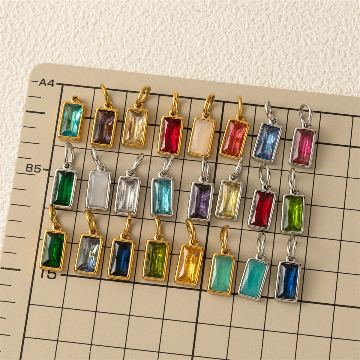 Stainless Steel 12 Birthstone Zircon Pendants – Colorful, Durable Necklace Charms for Women & Girls