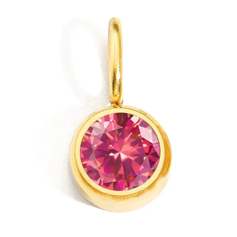 12 Month Birthstone Pendant – Stainless Steel Crystal Gemstone Charm Necklace