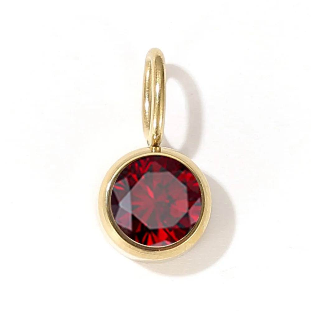 CZ Birthstone Pendants – 12 Colors for Each Month – Stainless Steel Necklace Accessories