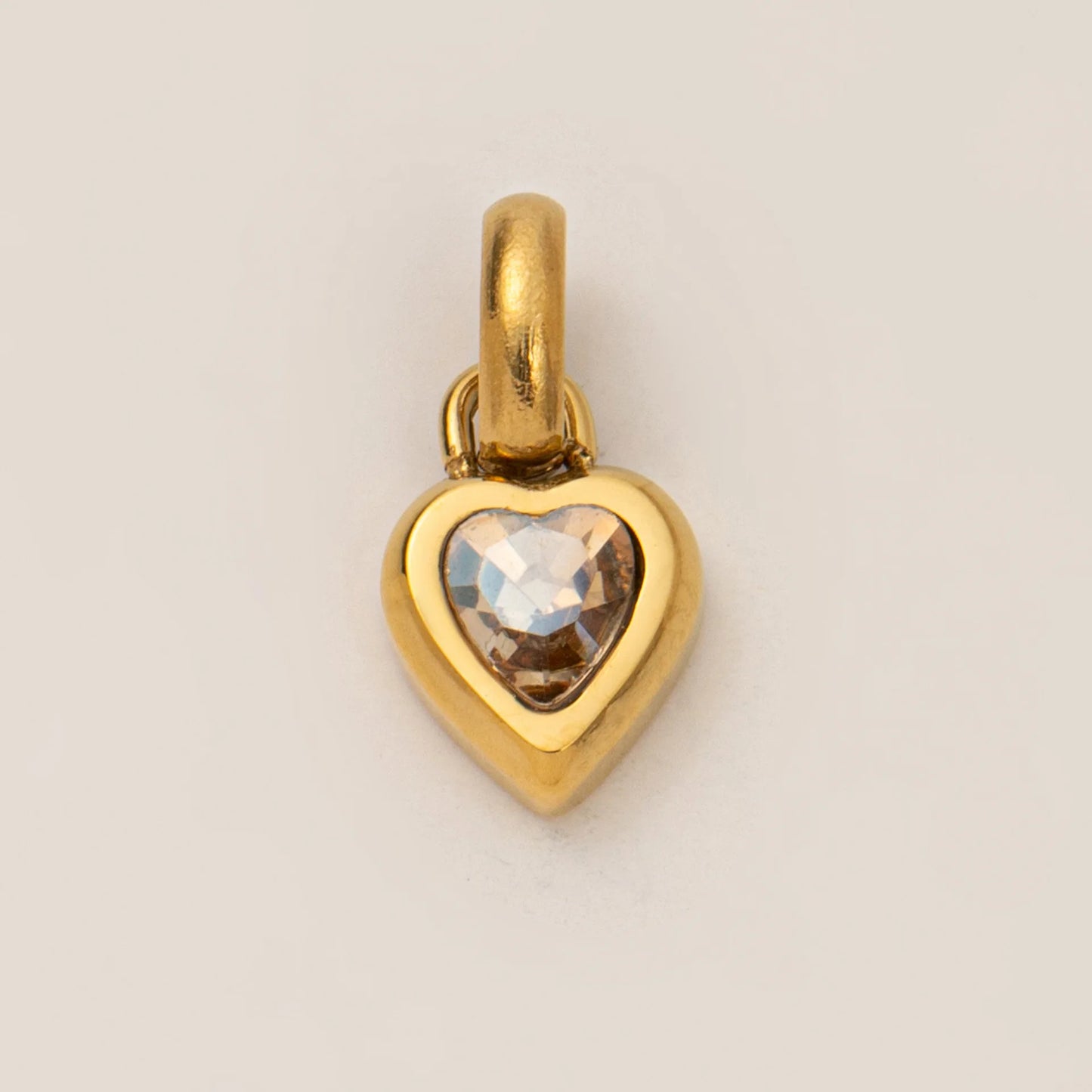 Heart Pendant CZ Birthstone pendent For Women Gold Color Stainless Steel Charm
