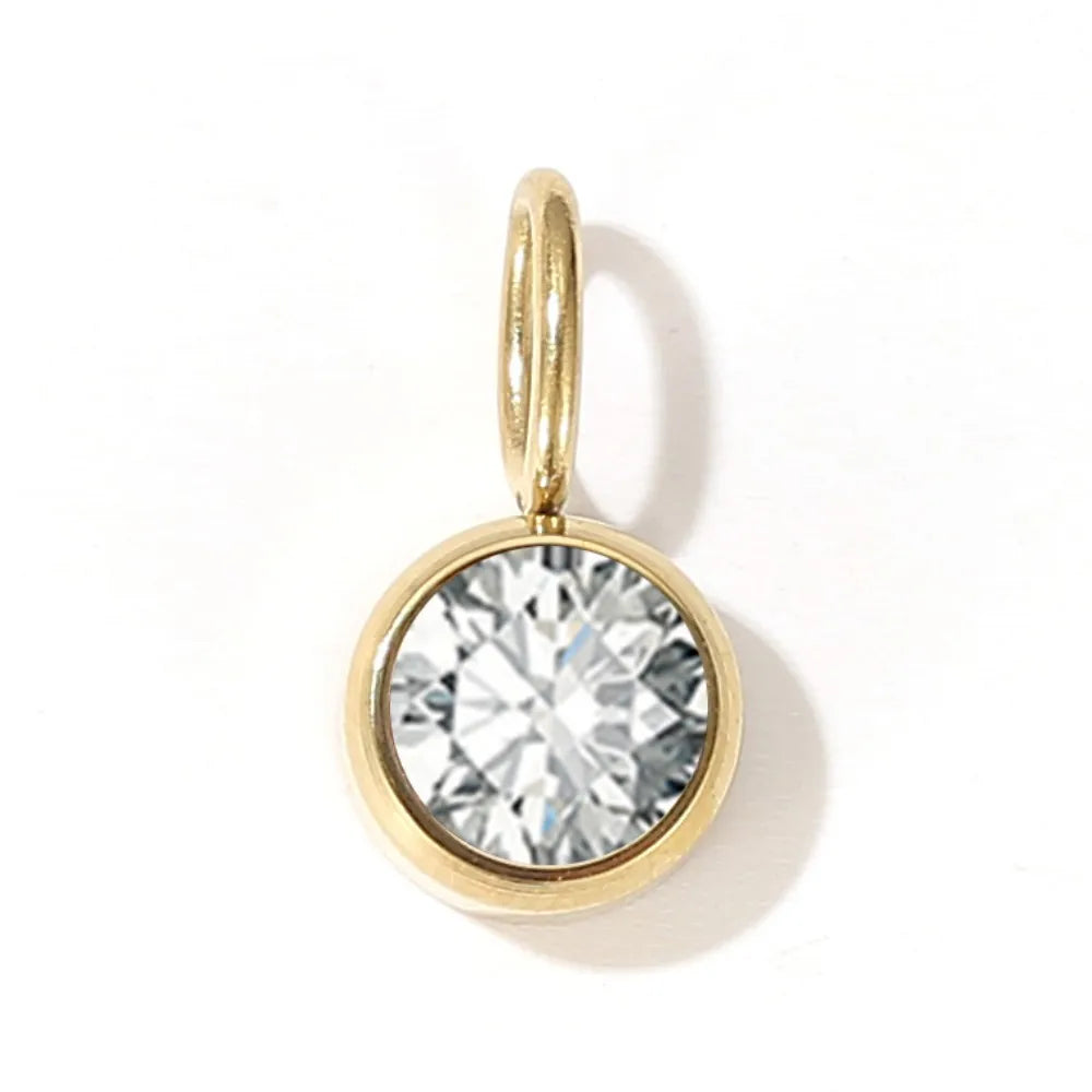 CZ Birthstone Pendants – 12 Colors for Each Month – Stainless Steel Necklace Accessories