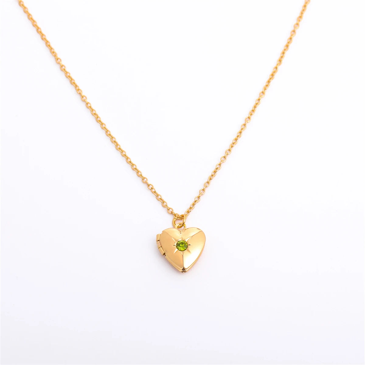 Heart-Shaped Birthstone Locket Necklace – Opening Love Album Pendant