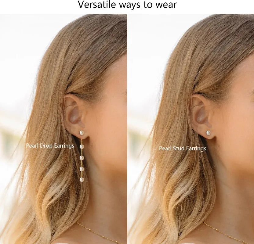 Women's Dainty 14K Gold- & Silver-Plated Pearl Jewelry Set – Necklace, Earrings & Bracelet