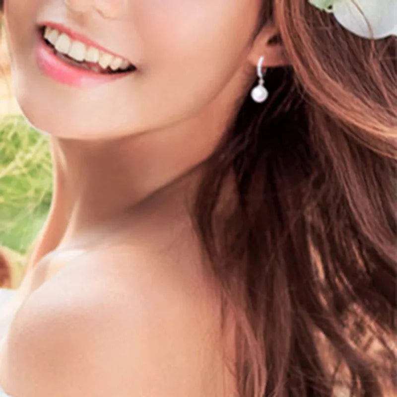 Freshwater Pearl & Crystal 925 Sterling Silver Earrings – Classic Jewelry for Women