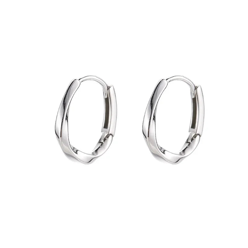 925 Sterling Silver Round Earrings for Women – Simple Inlaid Wedding Jewelry