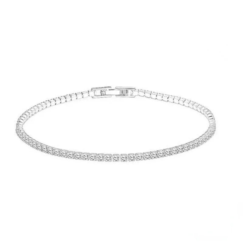 Sterling Silver 925 Tennis Bracelet – 2mm Zirconia, 16–19cm