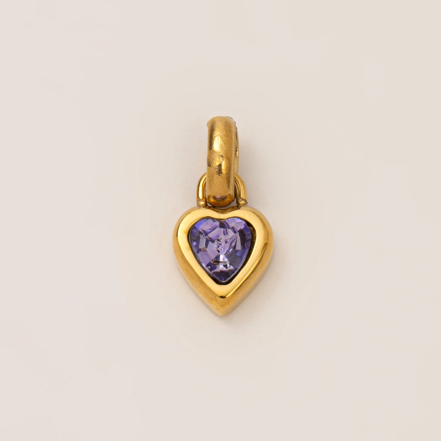 Heart Pendant CZ Birthstone pendent For Women Gold Color Stainless Steel Charm