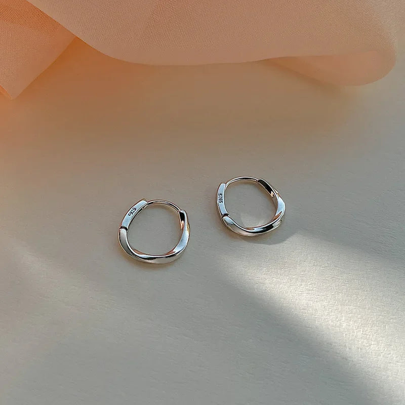 925 Sterling Silver Round Earrings for Women – Simple Inlaid Wedding Jewelry