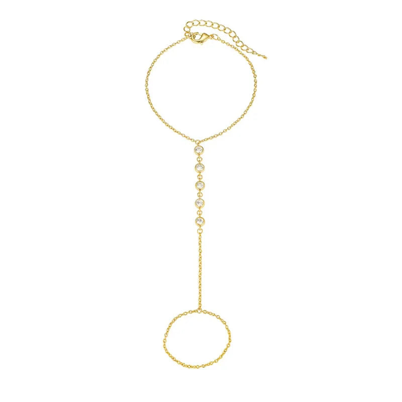 Dainty Gold-Plated Hand Chain & Ring – Handmade Link Chain Harness Jewelry for Women