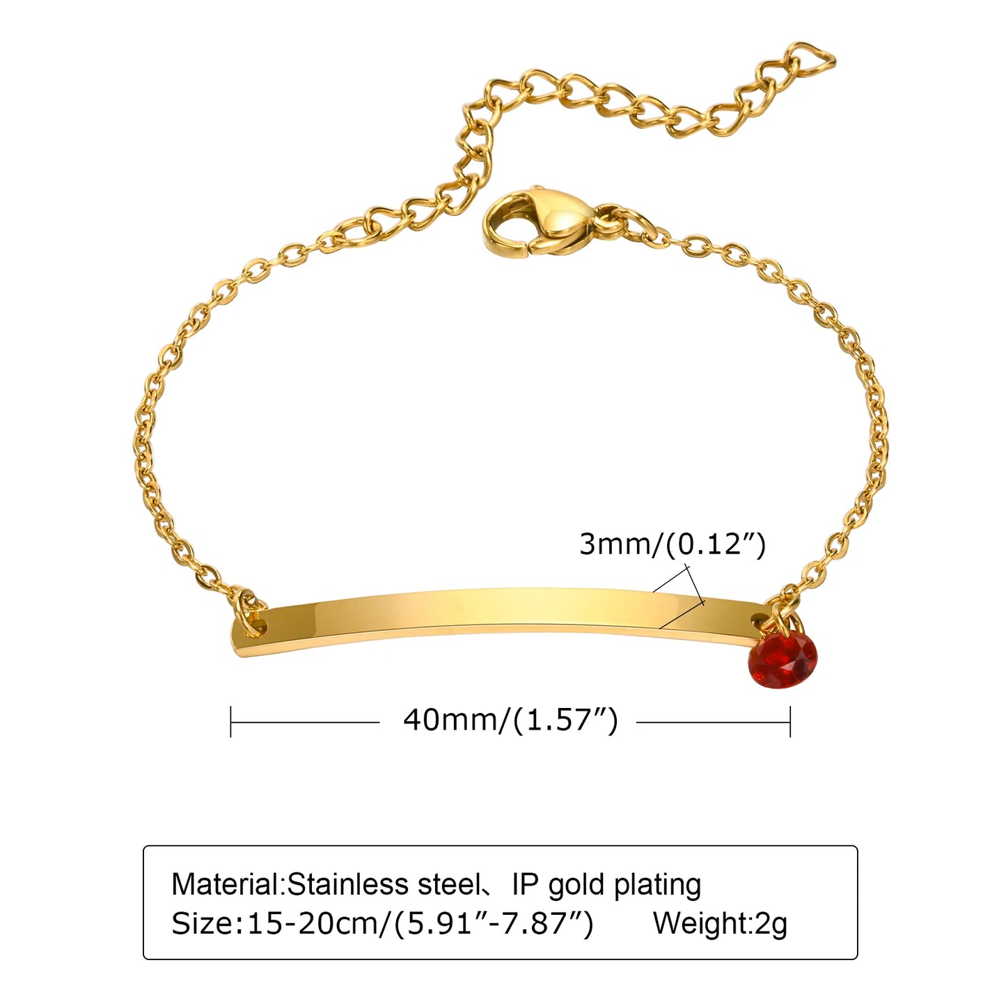 Personalized Birthstone Bracelet for Women – Custom Name & Date with CZ Stones – Stainless Steel