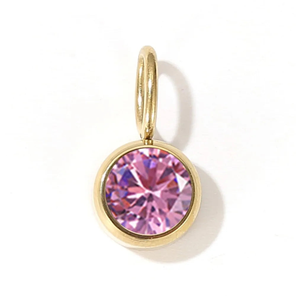 CZ Birthstone Pendants – 12 Colors for Each Month – Stainless Steel Necklace Accessories