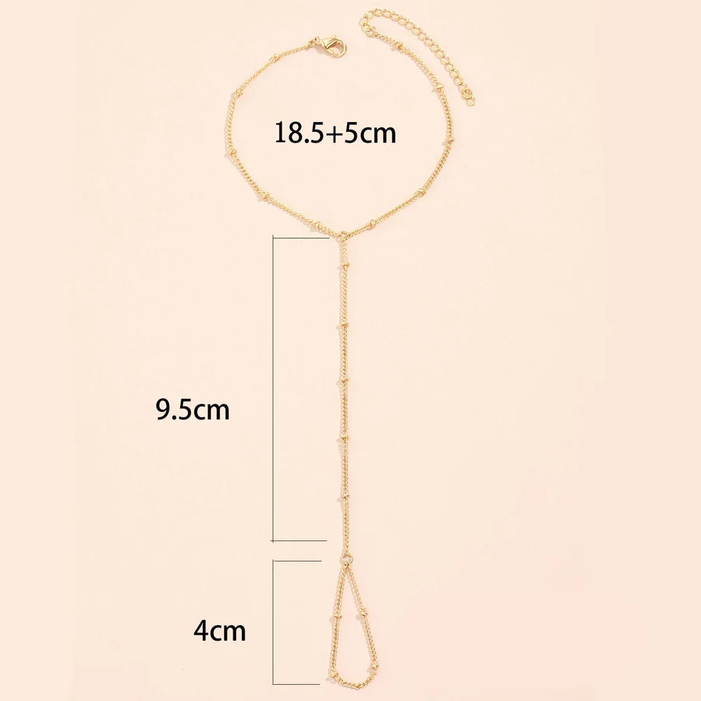 Dainty Gold-Plated Hand Chain & Ring – Handmade Link Chain Harness Jewelry for Women