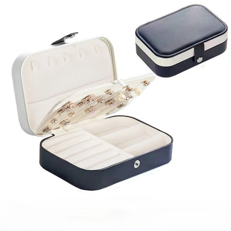 Travel Jewelry Organizer – Portable Leather Box with Zipper & Button Closure