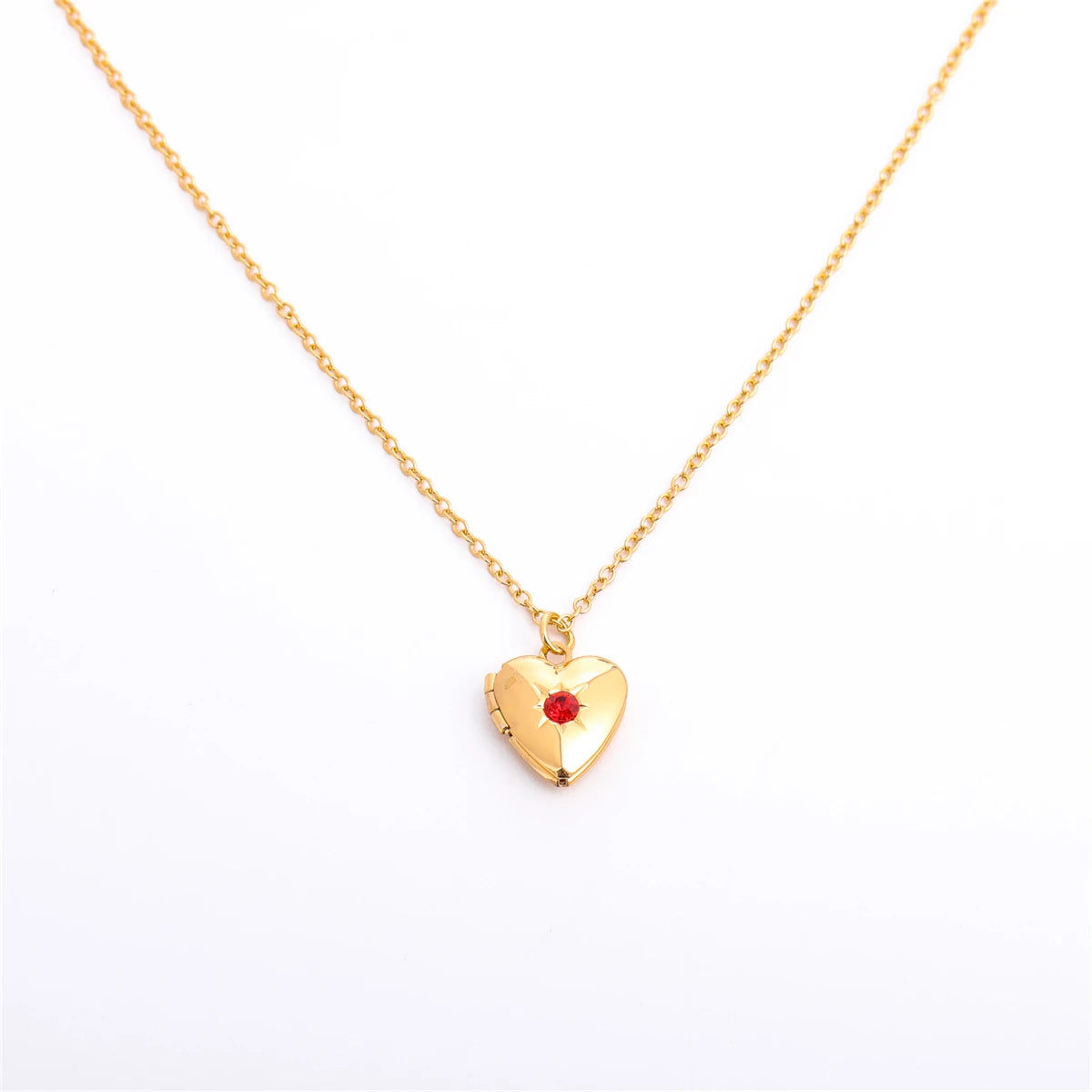 Heart-Shaped Birthstone Locket Necklace – Opening Love Album Pendant