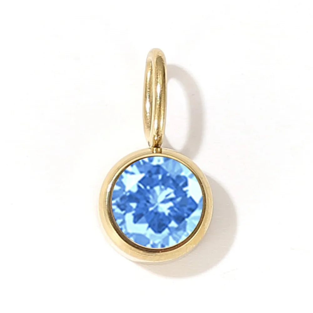 CZ Birthstone Pendants – 12 Colors for Each Month – Stainless Steel Necklace Accessories