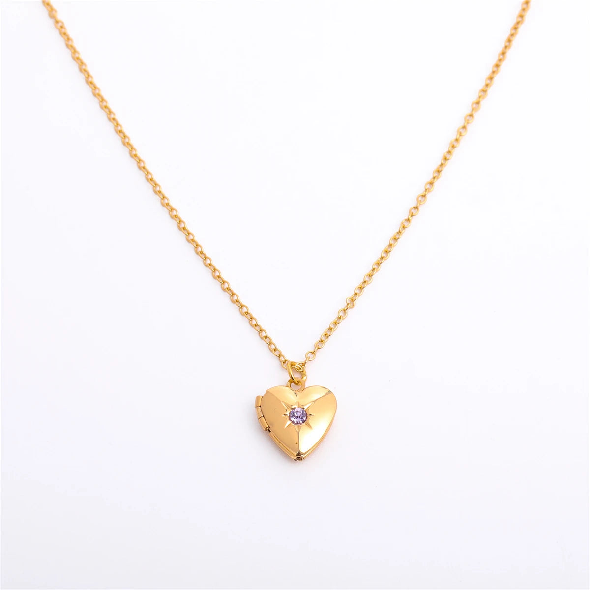Heart-Shaped Birthstone Locket Necklace – Opening Love Album Pendant