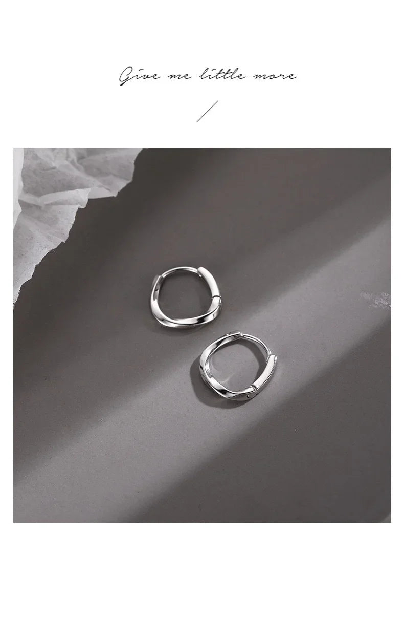 925 Sterling Silver Round Earrings for Women – Simple Inlaid Wedding Jewelry