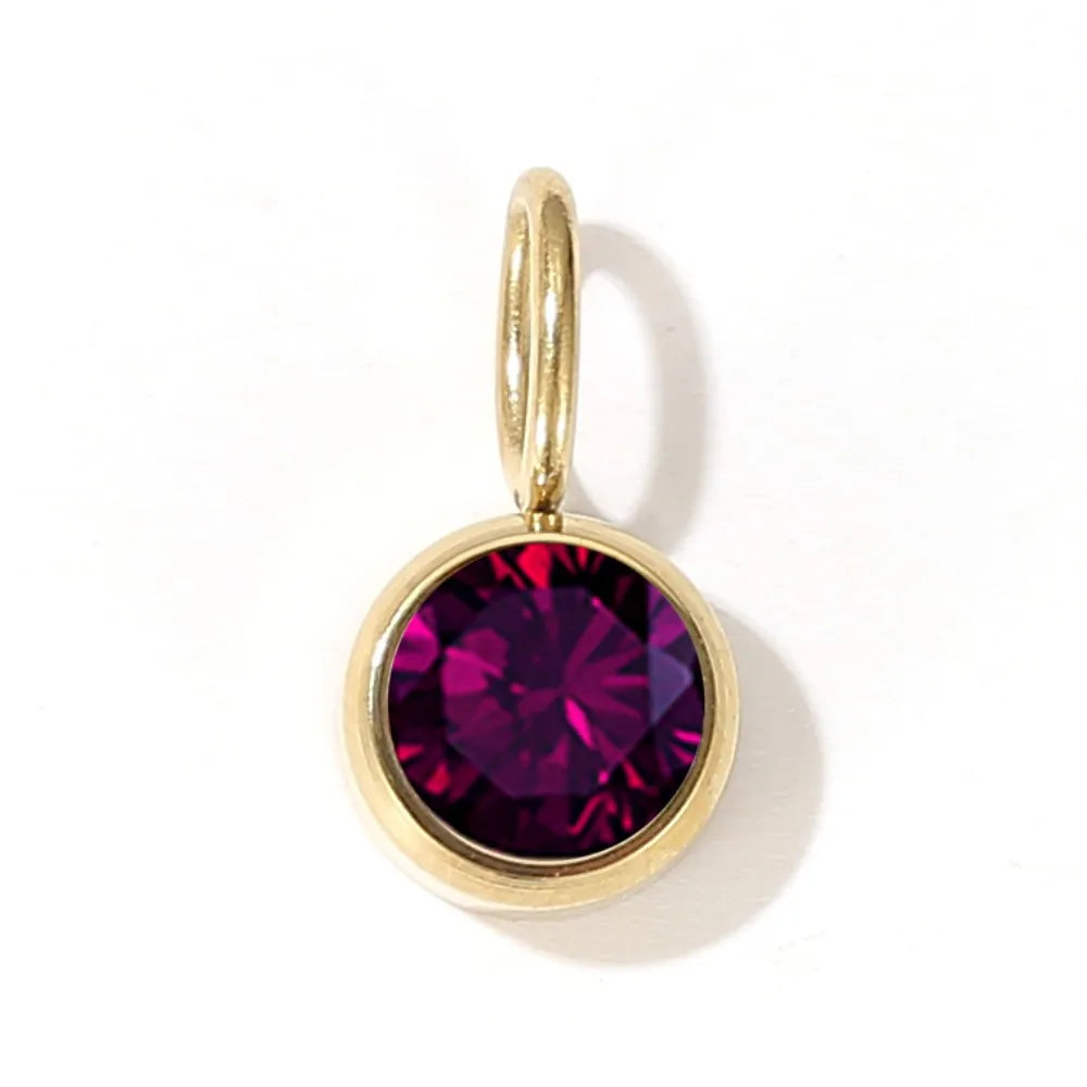 CZ Birthstone Pendants – 12 Colors for Each Month – Stainless Steel Necklace Accessories
