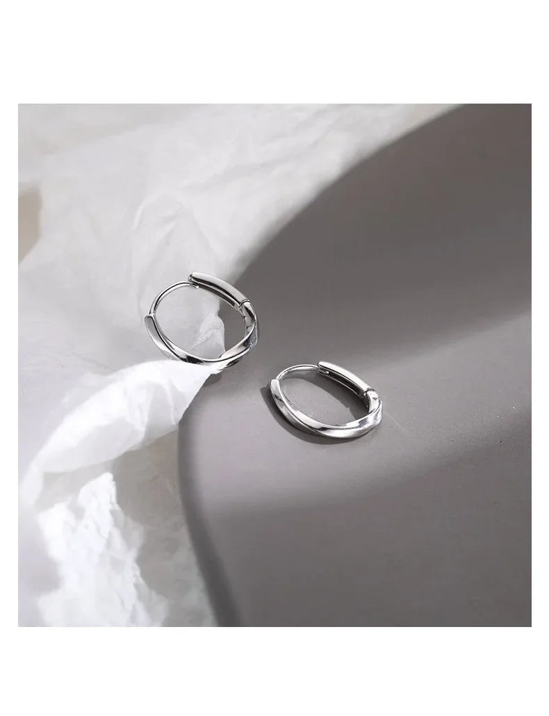925 Sterling Silver Round Earrings for Women – Simple Inlaid Wedding Jewelry