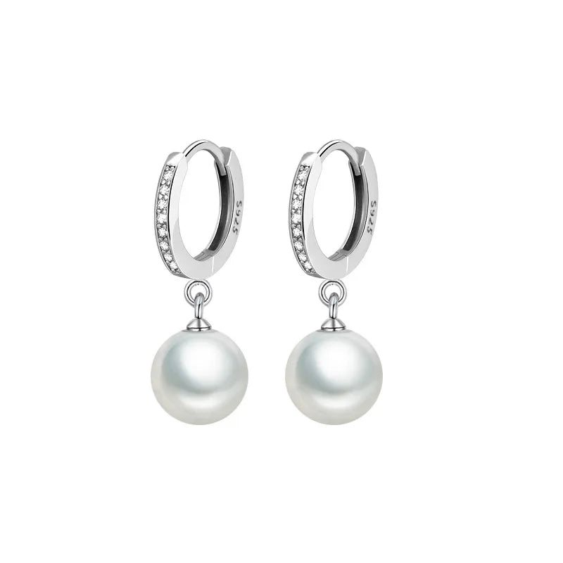 Freshwater Pearl & Crystal 925 Sterling Silver Earrings – Classic Jewelry for Women