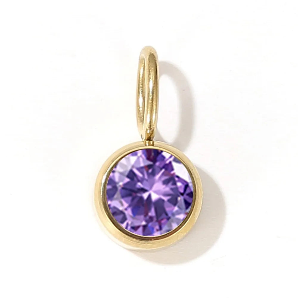 CZ Birthstone Pendants – 12 Colors for Each Month – Stainless Steel Necklace Accessories