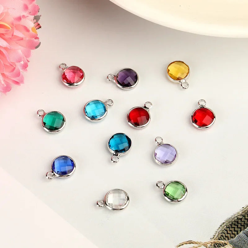 12 Birthstone Color Round Crystal Beads