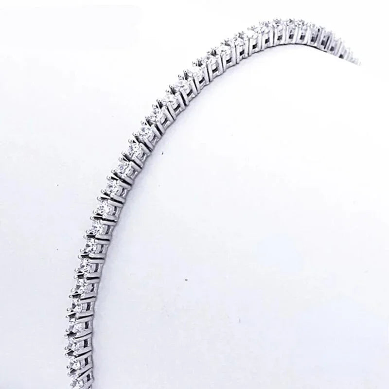 Sterling Silver 925 Tennis Bracelet – 2mm Zirconia, 16–19cm