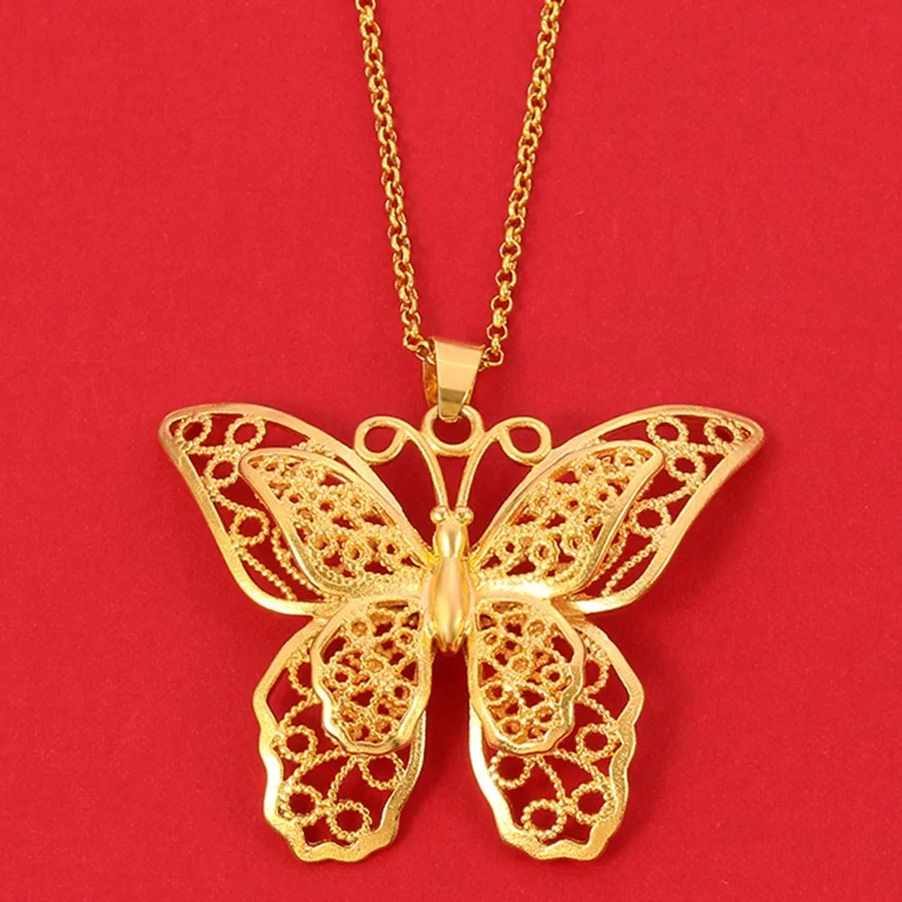 14K Gold Color Butterfly Pendant Necklace