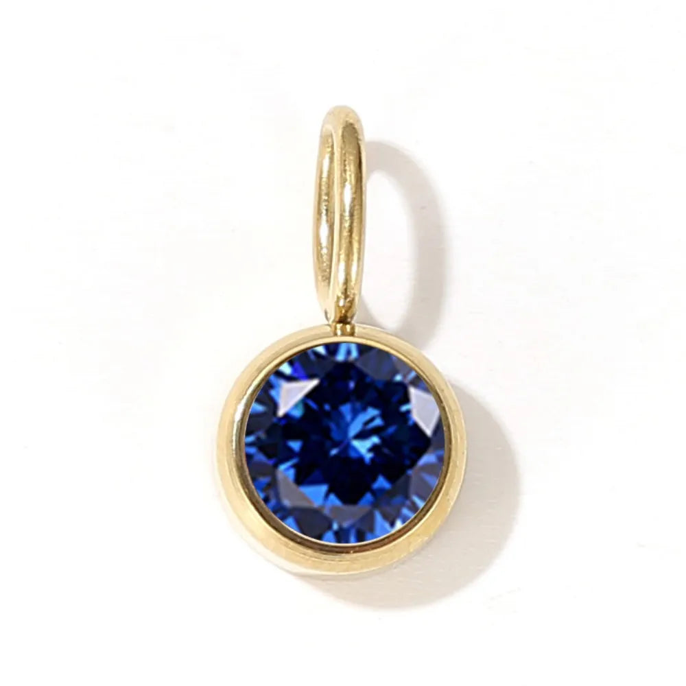CZ Birthstone Pendants – 12 Colors for Each Month – Stainless Steel Necklace Accessories