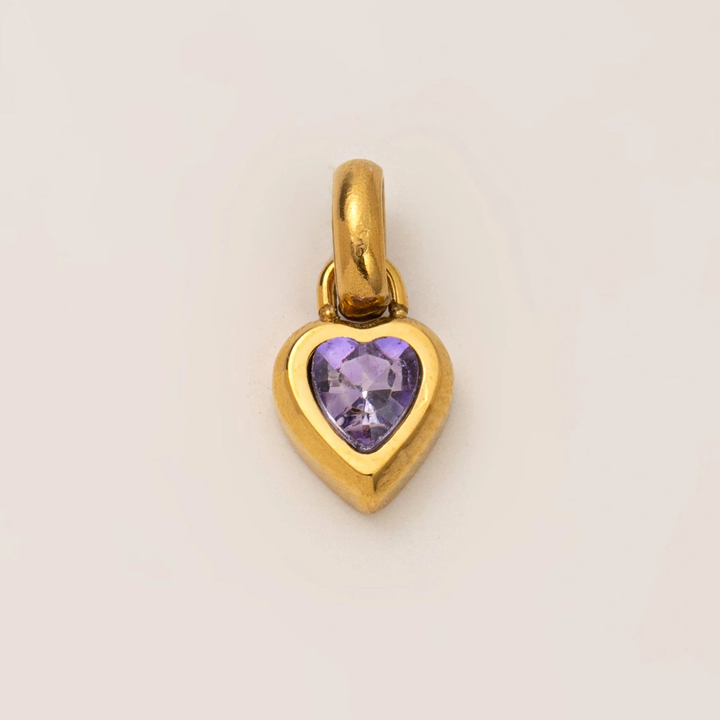 Heart Pendant CZ Birthstone pendent For Women Gold Color Stainless Steel Charm