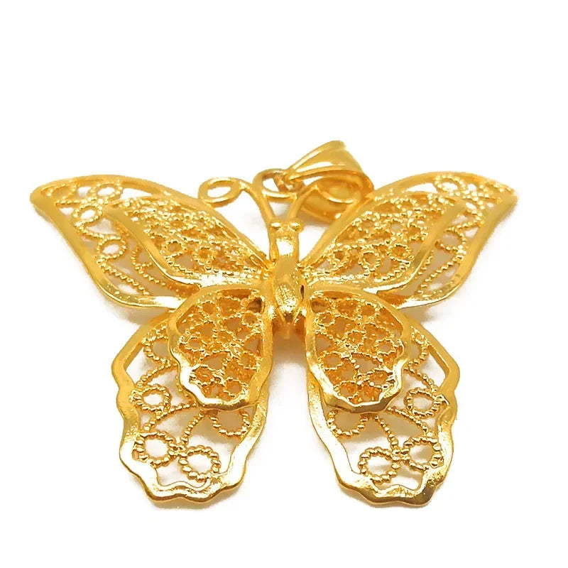14K Gold Color Butterfly Pendant Necklace