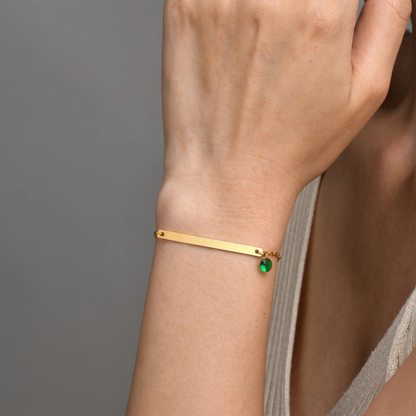 Personalized Birthstone Bracelet for Women – Custom Name & Date with CZ Stones – Stainless Steel