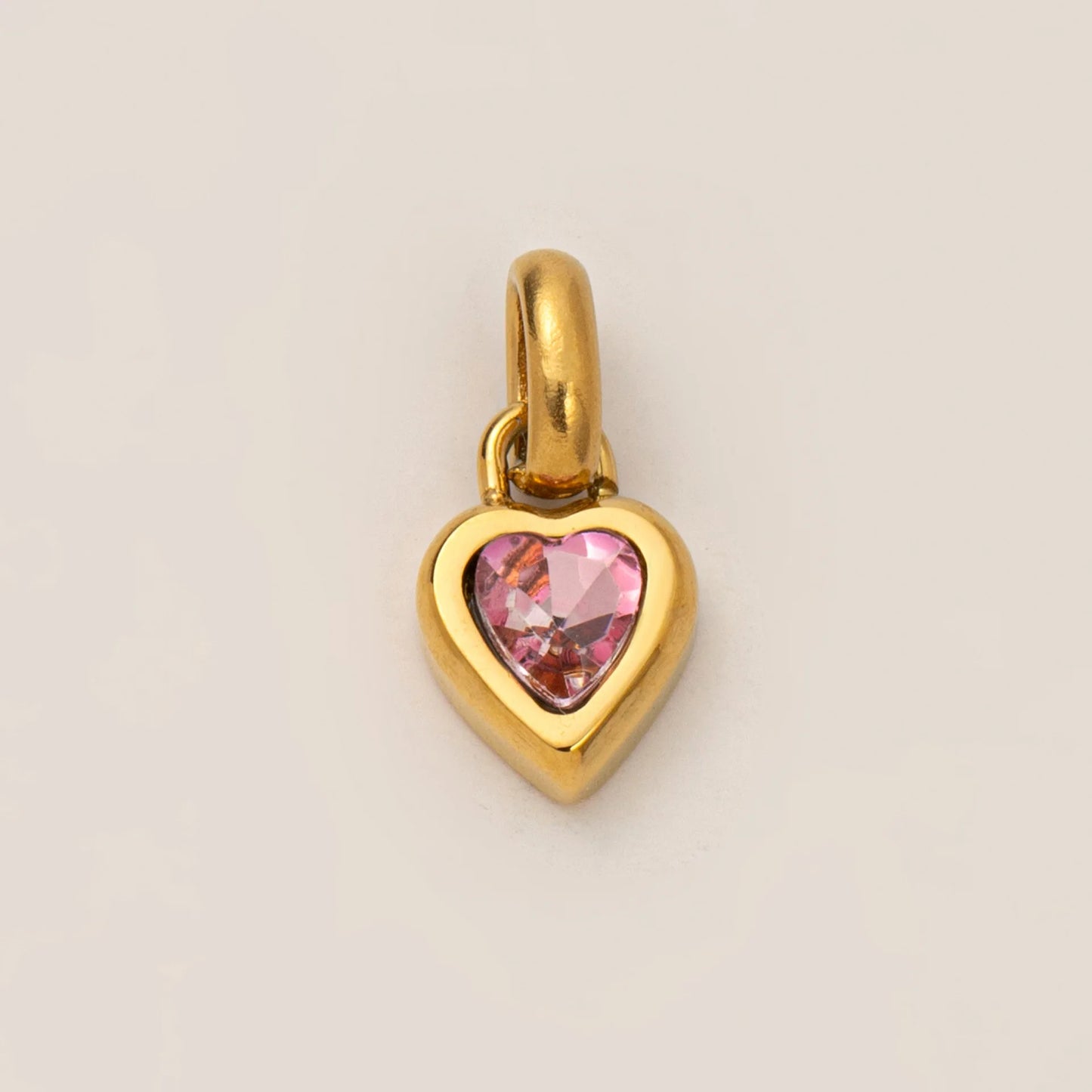 Heart Pendant CZ Birthstone pendent For Women Gold Color Stainless Steel Charm