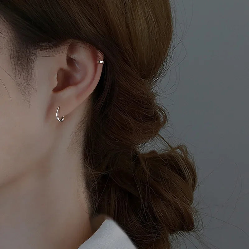 925 Sterling Silver Round Earrings for Women – Simple Inlaid Wedding Jewelry