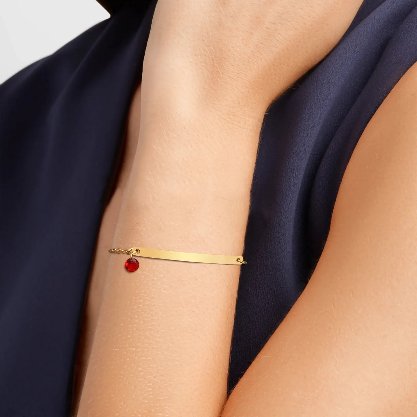 Personalized Birthstone Bracelet for Women – Custom Name & Date with CZ Stones – Stainless Steel