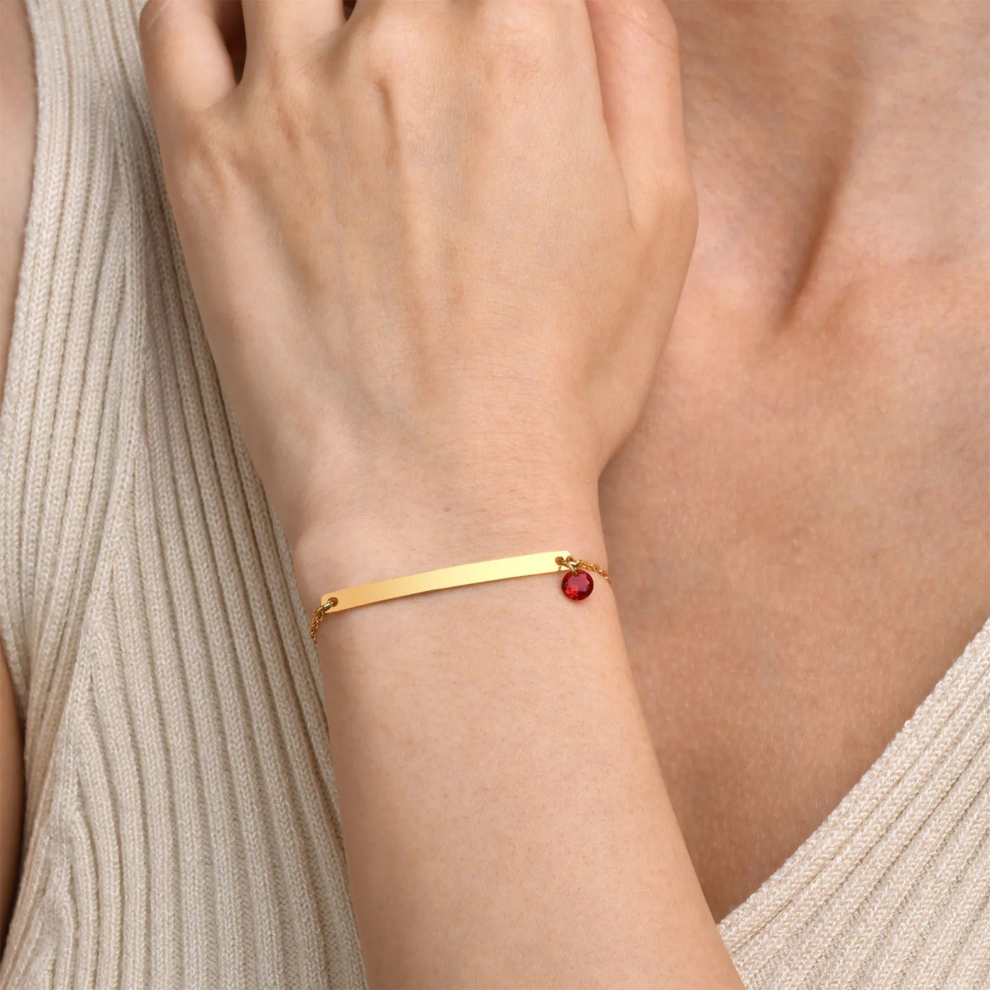 Personalized Birthstone Bracelet for Women – Custom Name & Date with CZ Stones – Stainless Steel